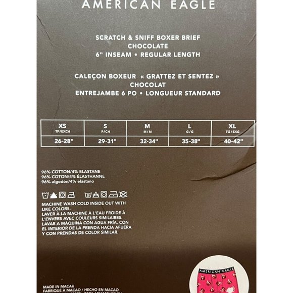 NWT AMERICAN EAGLE Scratch & Sniff Boxer Brief 6" Inseam Sz M Chocolate - Picture 3 of 4
